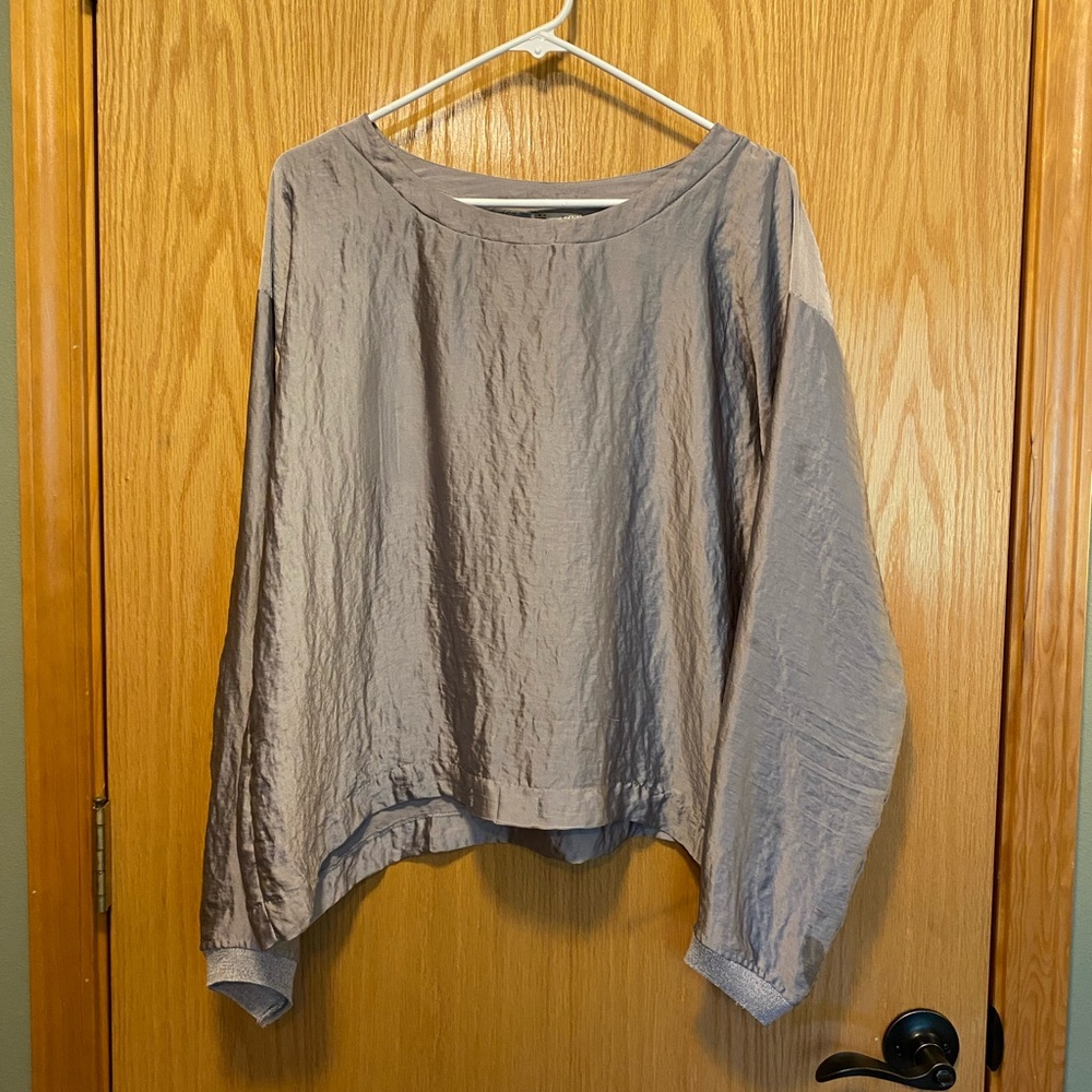 Zara metallic grey satin top
